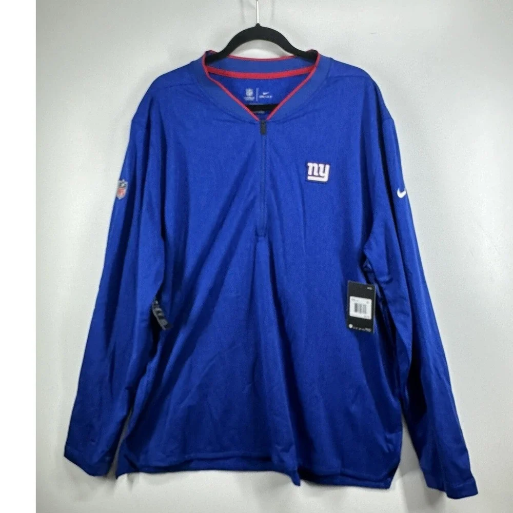 Nike New York Giants NFL Dri-FIT Quarter Zip Pullover Blue Mens XXL 906831-495